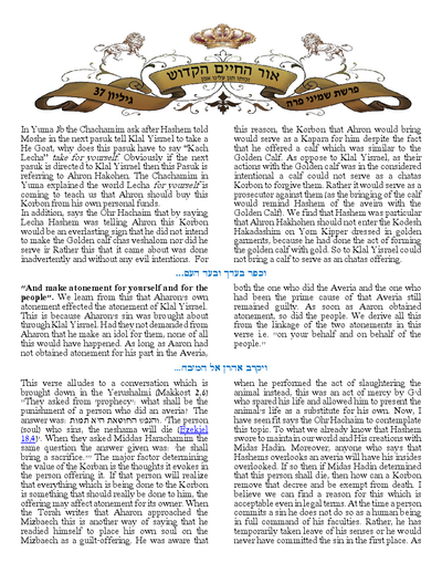 Ohr Hachaim Hakadosh — Parshas Shemini