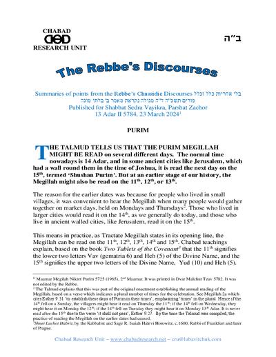 Chabad Research Unit — Parshas Vayikra