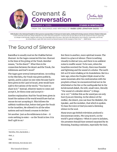 Covenant & Conversation — Parshas Bamidbar
