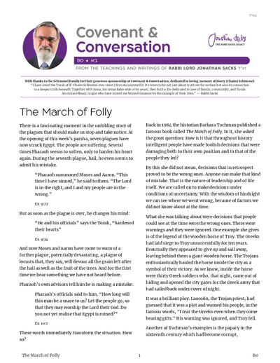 Covenant & Conversation — Parshas Bo