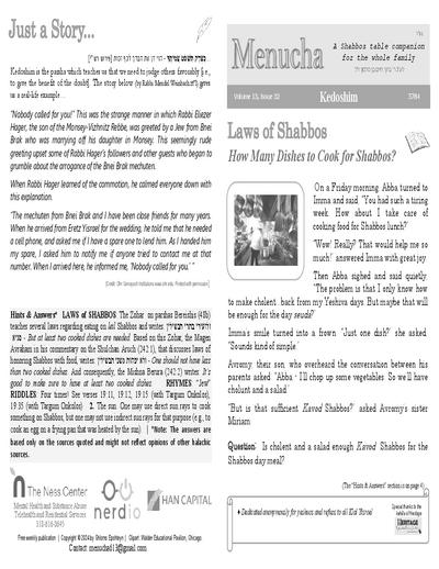 Menucha Magazine — Parshas Kedoshim