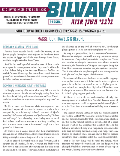 Bilvavi — Parshas Matos-Massei