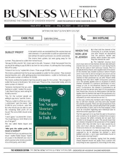 Business Weekly — Parshas Behar