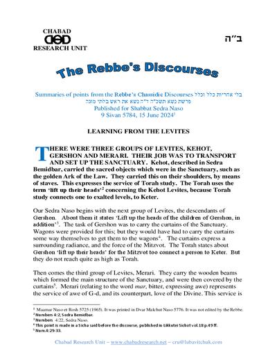 Chabad Research Unit — Parshas Naso