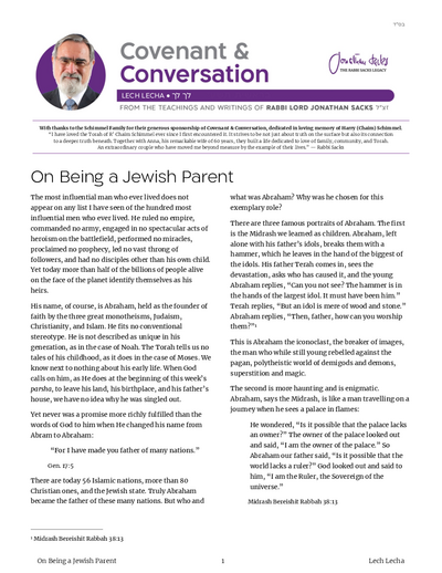 Covenant & Conversation — Parshas Lech-Lecha
