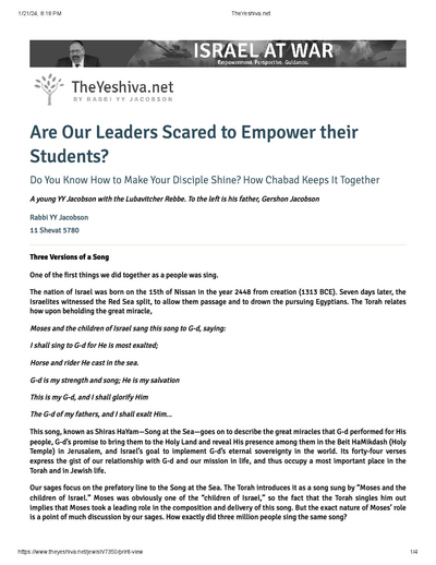 The Yeshiva.net — Parshas Beshalach