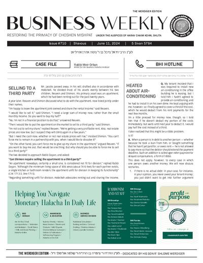 Business Weekly — Parshas Naso