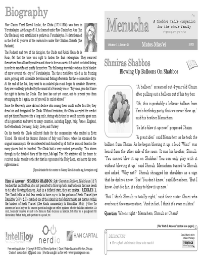 Menucha Magazine — Parshas Matos-Massei