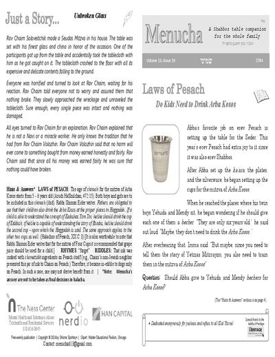 Menucha Magazine — Parshas Shemini