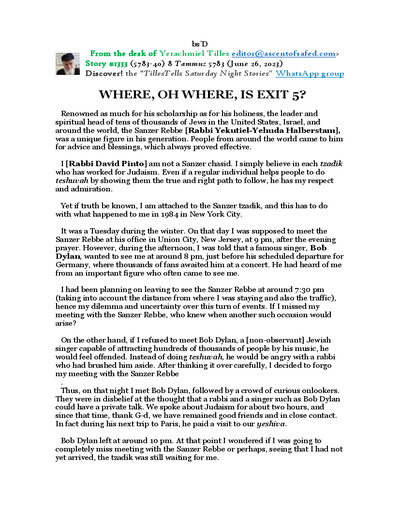 Timely Stories - Y.Tilles — Parshas Chukas-Balak