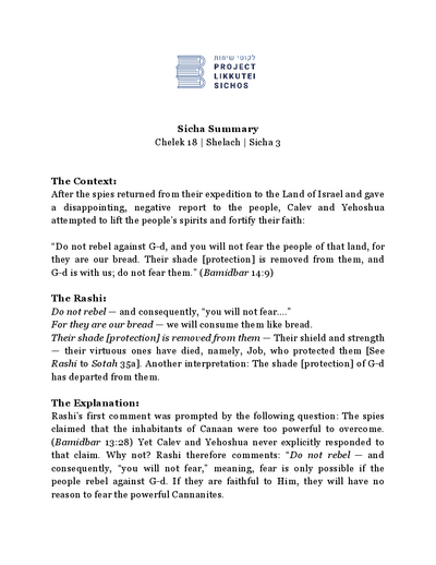 Project Likkutei Sichos — Parshas Shlach