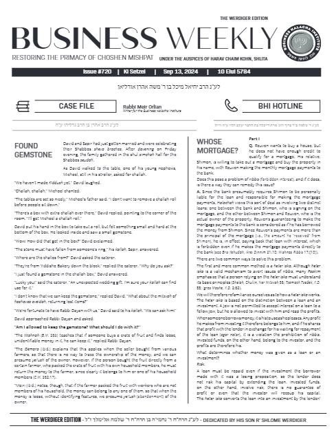 Business Weekly — Parshas Ki Teitzei