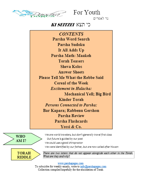 Parsha Pages Youth — Parshas Ki Teitzei