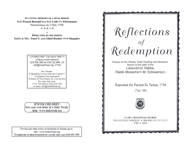 Reflections of Redemption — Parshas Ki Teitzei