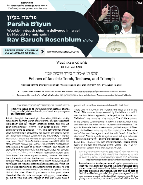 Torah Papers — Parshas Ki Teitzei