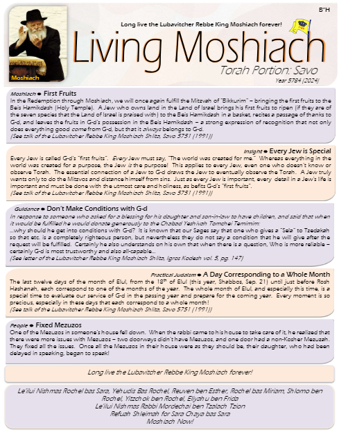 Living Moshiach — Parshas Ki Savo
