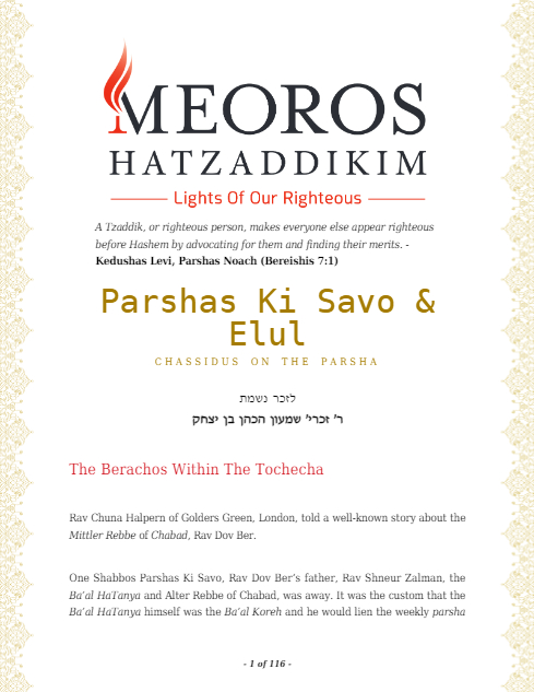 Me'oros Hatzaddikim — Parshas Ki Savo