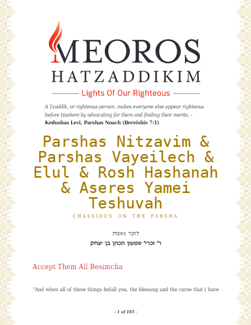 Me'oros Hatzaddikim — Parshas Nitzavim-Vayelech
