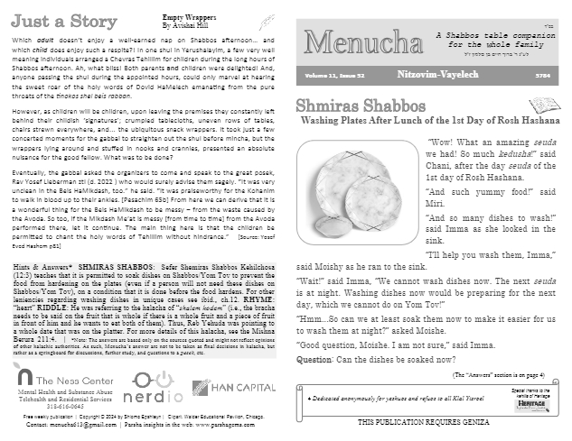 Menucha Magazine — Parshas Nitzavim-Vayelech