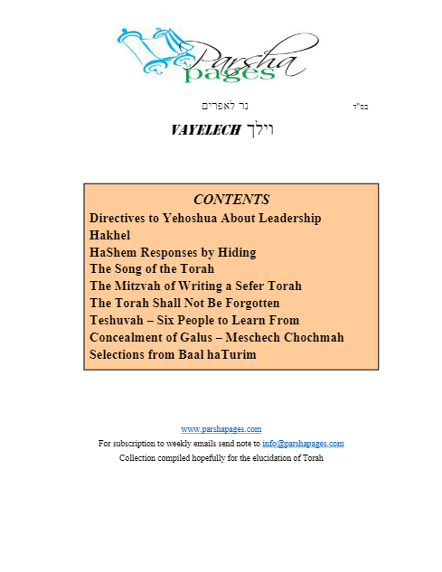 Parsha Pages — Parshas Nitzavim-Vayelech