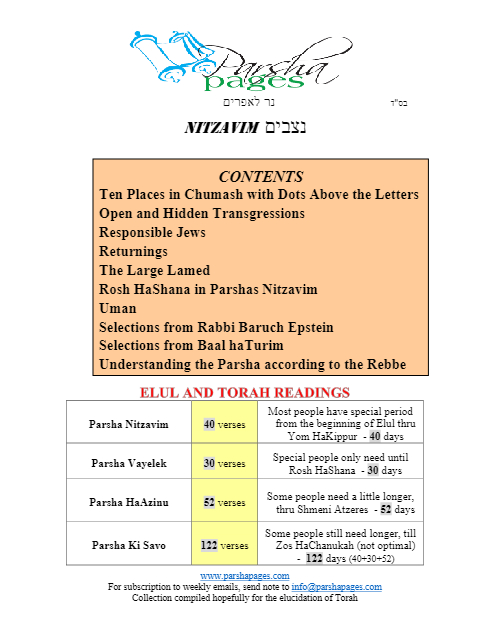 Parsha Pages — Parshas Nitzavim-Vayelech