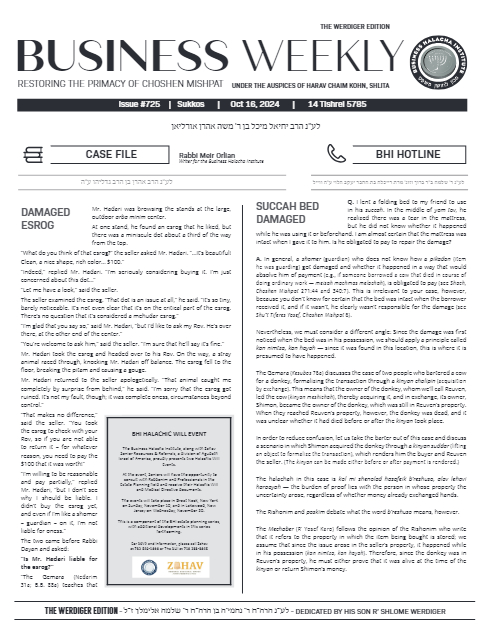 Business Weekly — Parshas Sukkos