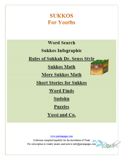 Parsha Pages Youth — Parshas Sukkos