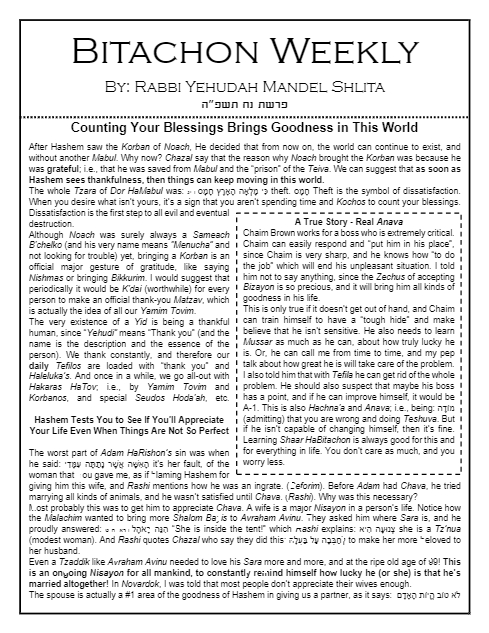 Bitachon Weekly — Parshas Noach