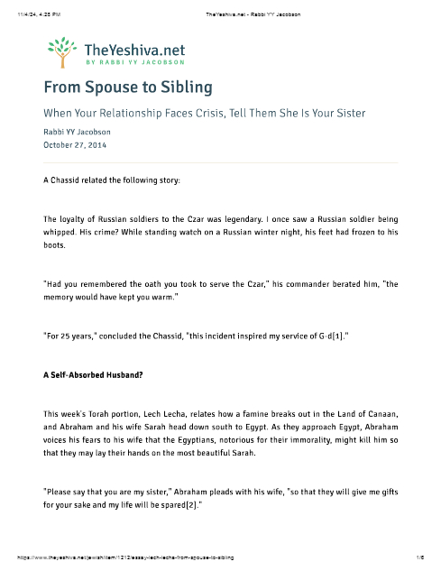 The Yeshiva.net — Parshas Lech-Lecha