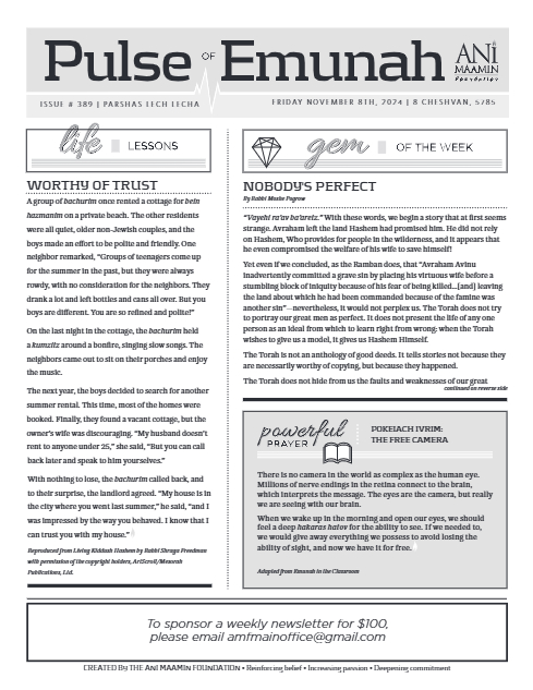 Pulse of Emunah — Parshas Lech-Lecha