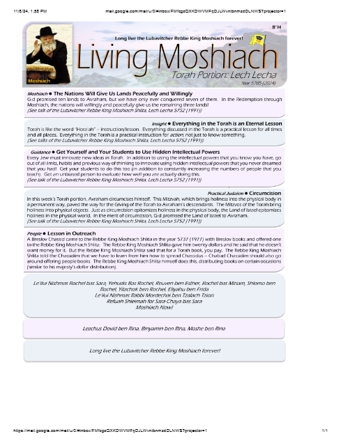 Living Moshiach — Parshas Lech-Lecha