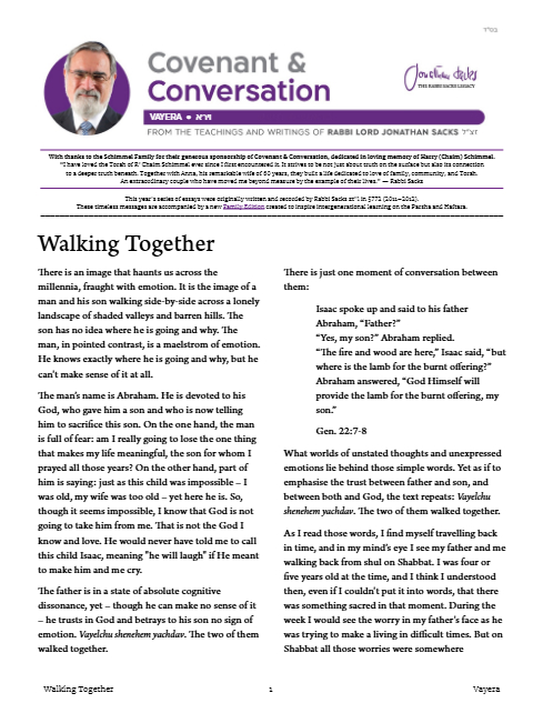 Covenant & Conversation — Parshas Vayeira