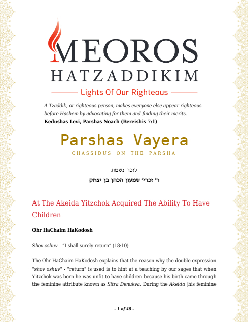 Me'oros Hatzaddikim — Parshas Vayeira