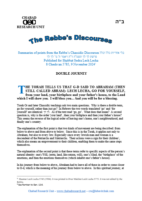Chabad Research Unit — Parshas Vayeira