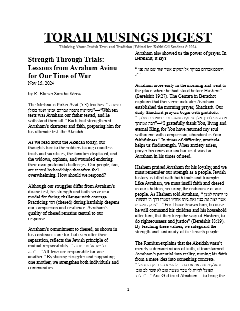 Torah Musings — Parshas Vayeira