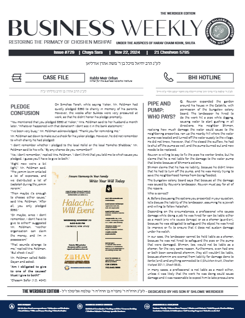 Business Weekly — Parshas Chayei Sarah