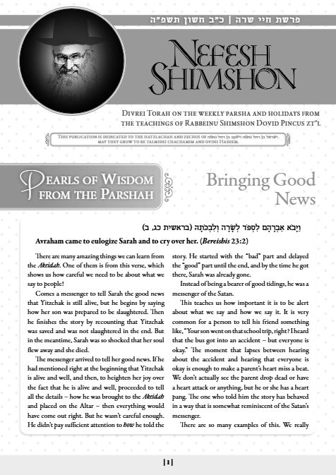 Nefesh Shimshon — Parshas Chayei Sarah