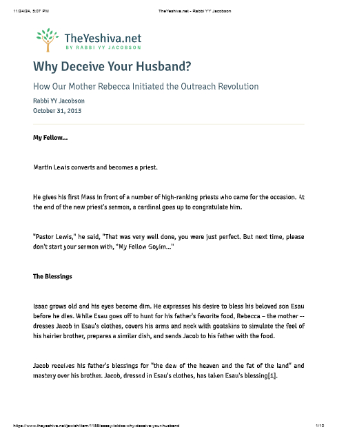 The Yeshiva.net — Parshas Toldos