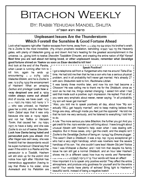 Bitachon Weekly — Parshas Vayeitzei
