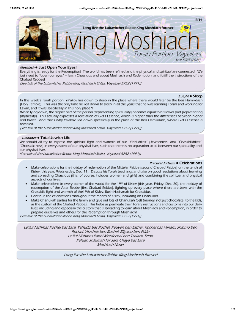 Living Moshiach — Parshas Vayeitzei