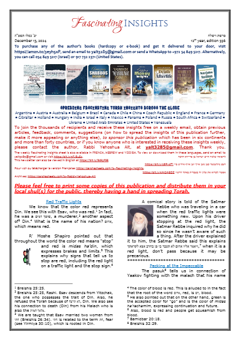 Fascinating Insights — Parshas Vayishlach