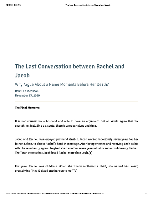 The Yeshiva.net — Parshas Vayishlach