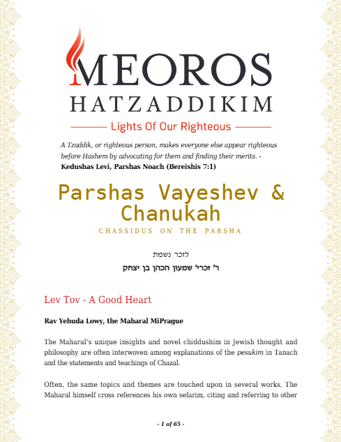 Me'oros Hatzaddikim — Parshas Vayeishev
