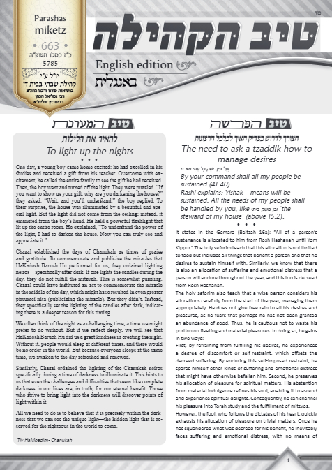 טיב הקהילה English — Parshas Mikeitz