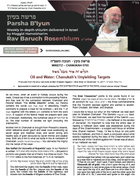 Torah Papers — Parshas Mikeitz