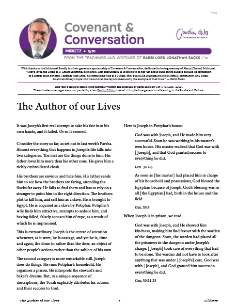 Covenant & Conversation — Parshas Mikeitz