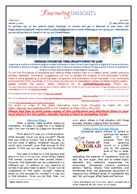 Fascinating Insights — Parshas Vayigash
