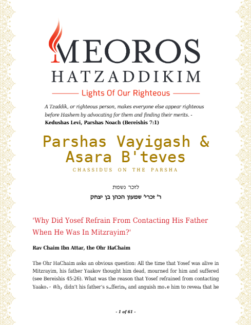 Me'oros Hatzaddikim — Parshas Vayigash
