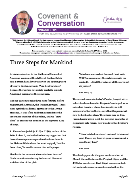 Covenant & Conversation — Parshas Vayigash