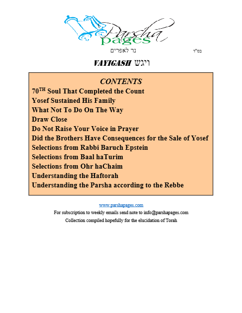 Parsha Pages — Parshas Vayigash
